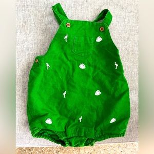J&J Green tropics overall romper